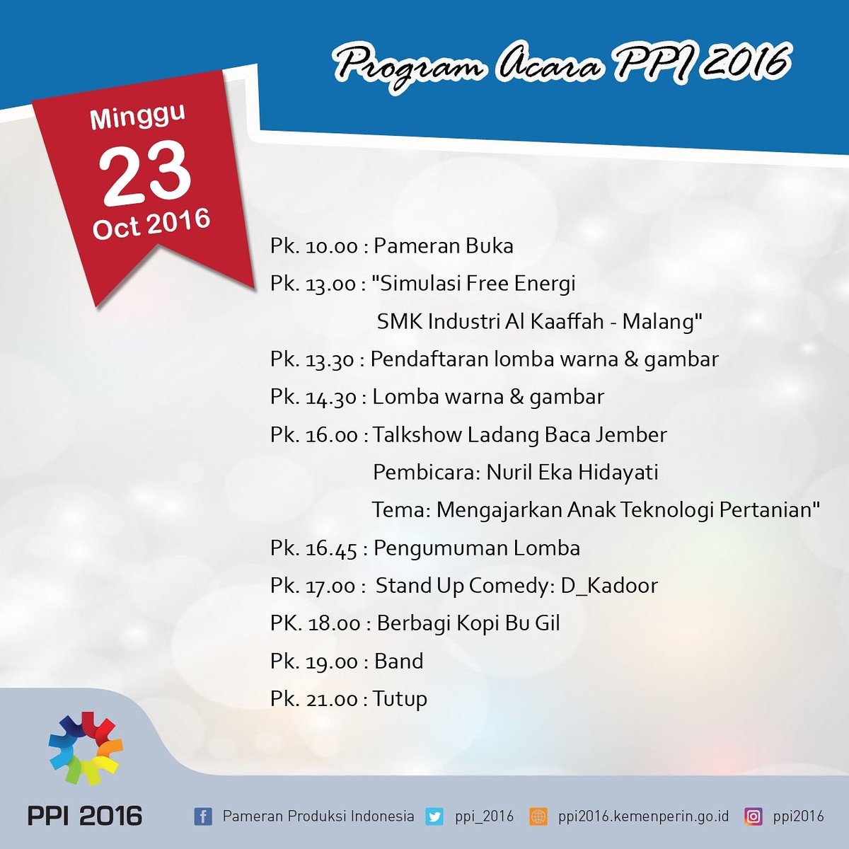 officialppi's tweet photo. Nahh ini ya jadwal acara PPI siang in I. Ada lomba menggambar dan mewarnai berhadiah uang tunai. #minggudiPPI2016 https://t.co/Wz2NOpVk2P