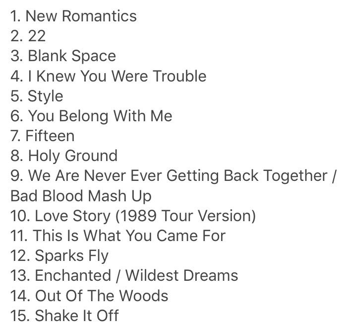 TSwiftNZ's tweet photo. SETLIST #TaylorSwiftOnUSGP @circuitamericas @taylornation13 https://t.co/VaKCNs6ueB