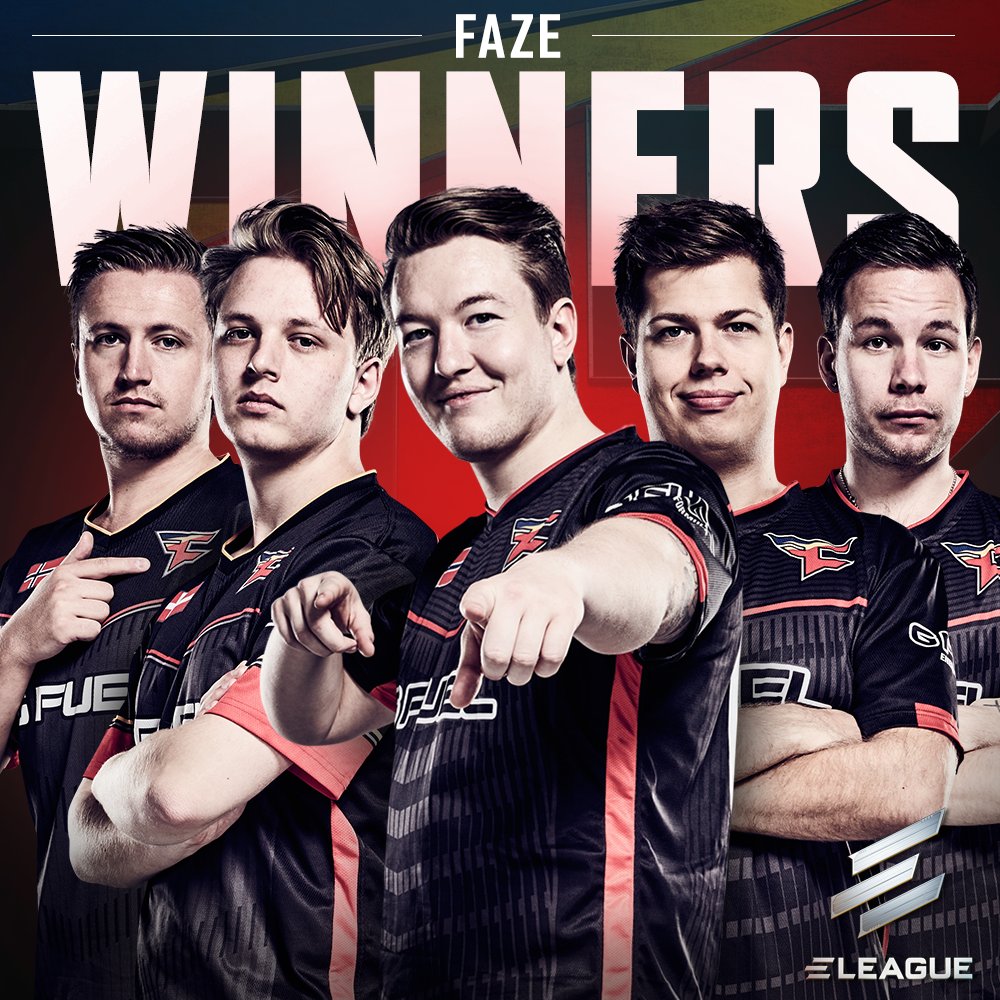 FaZeClan's tweet photo. Winning the rematch vs Cloud 9 in a twice-in-OT thriller, FaZe CS:GO is THROUGH to the @EL Playoffs! #FaZeUp https://t.co/N4xrkvbXrI