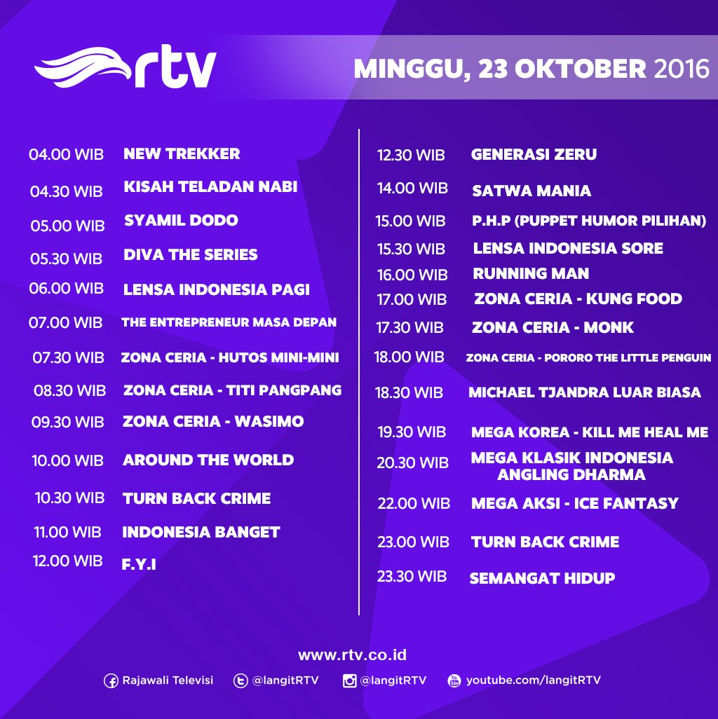 Rtv On Twitter Fyi Jadwal Rtv Hari Ini Enjoy Your Day Tweeps