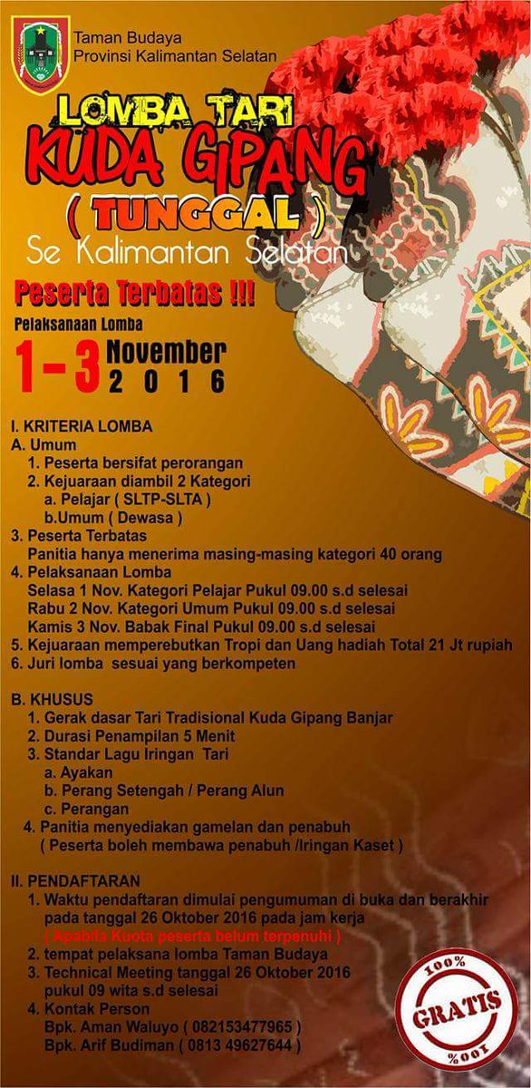 @Kemenpar_RI @DisporbudparK <a href="/WargaBanua/">📍BANJARMASIN, KALIMANTAN SELATAN</a> <a href="/visitkalsel/">#visitkalsel</a> <a href="/bjmUpdate/">#BanjarmasinINFO</a> <a href="/bpborneo/">BE BORNEO</a> <a href="/NanangGaluhBjr/">NAGA KAB. BANJAR</a> <a href="/Info_Rantau/">RANTAU KAB.TAPIN</a> <a href="/BuhanGambut/">#Gambut</a> @BuhanPahuluan