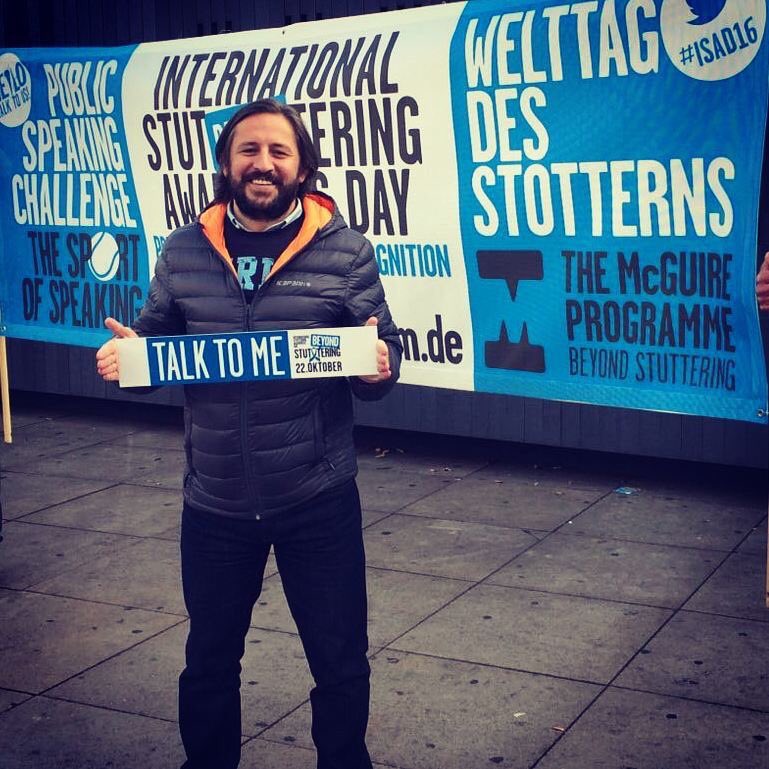 McGuireProgramm's tweet photo. #TalkToMe &amp; #PublicSpeakingChallenge in #Alexanderplatz, #Berlin ~ A great success! We met so many wonderful people who #stutter on #ISAD16 https://t.co/eTSzrd7GFs