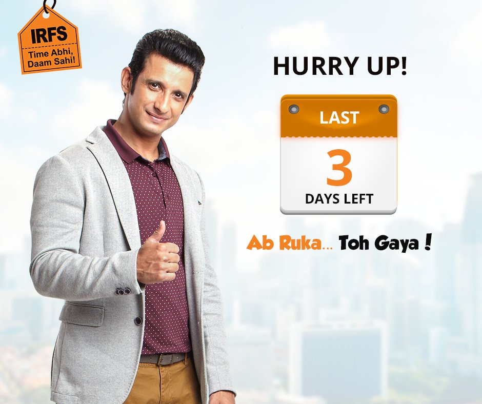 irfsindia's tweet photo. Hurry last 3 days left to get the best deals at #IRFS2016 India's biggest Realty Flash Sale! Log on to https://t.co/t0c7Ot1MBX
#RukaTohGaya https://t.co/tsi2r1tZUC