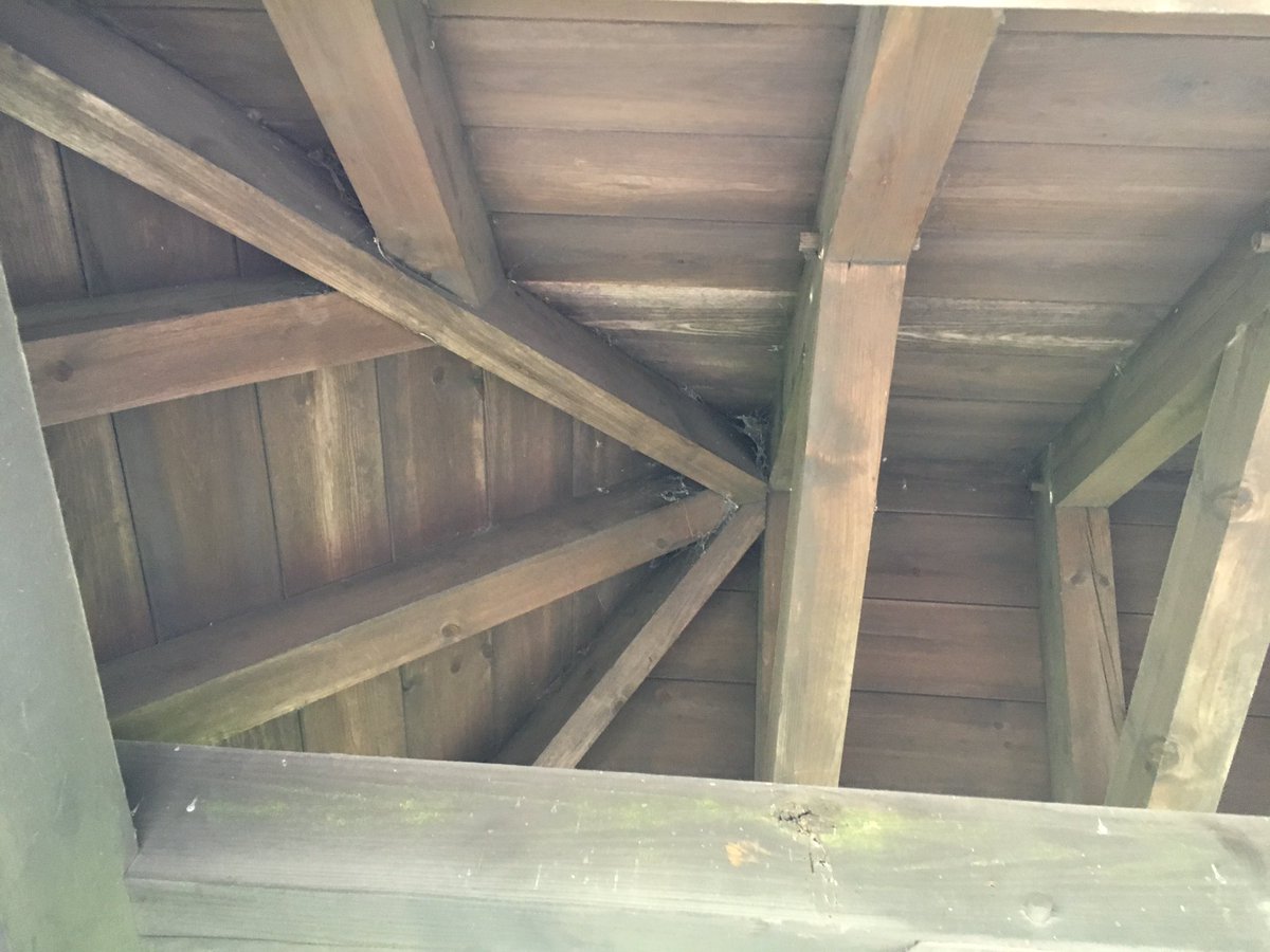constructionERC's tweet photo. Excellent examples of pegged tenons and fantastic view of rafters on entrance canopy to Brantingham church #Occ38 https://t.co/0qpHVOQEIP