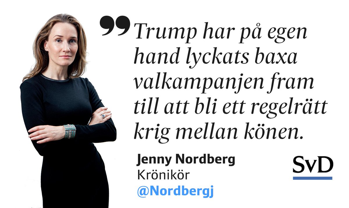 SvD's tweet photo. "Trump har gjort kampanjen till ett könskrig" skriver @nordbergj #usava #election16 https://t.co/4uuKz835AM https://t.co/7gbojnO3um