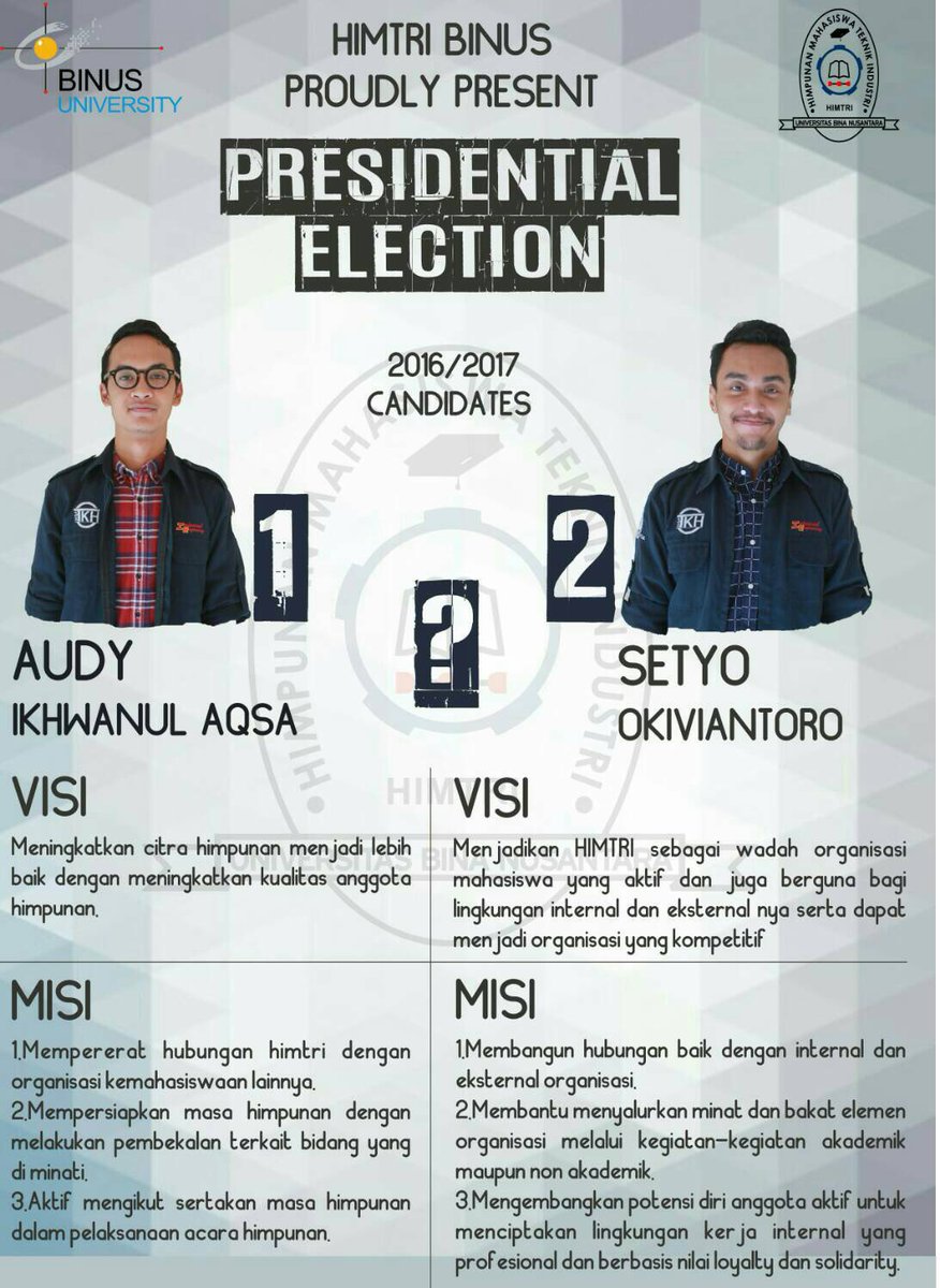 Dear all industrial engineers 📣 

The time has come for you to use your voice on HIMTRI Presidential Election 2016-2017.