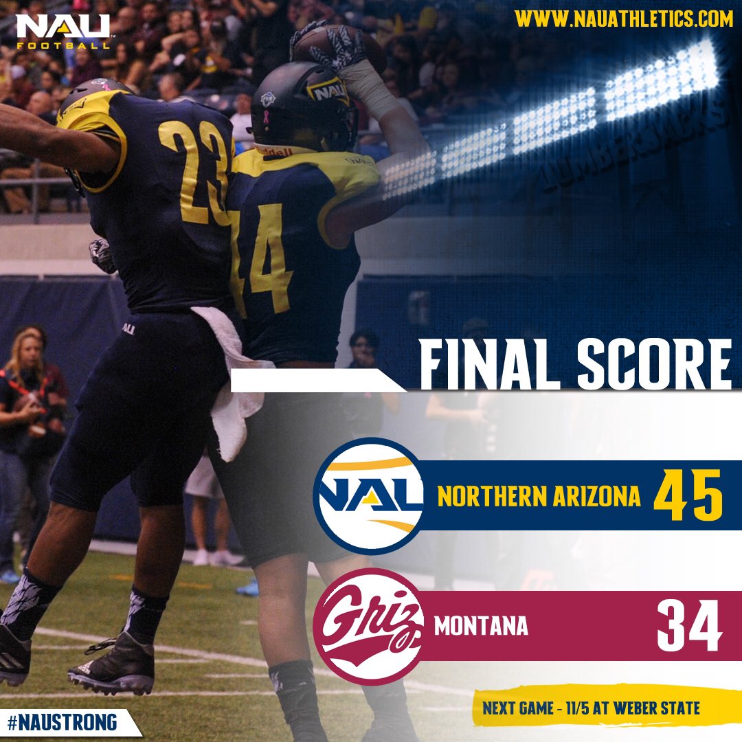 NAUAthletics's tweet photo. Congrats @NAU_Football on taking down Montana #NAUStrong 💪 https://t.co/FQbU0UwoX4