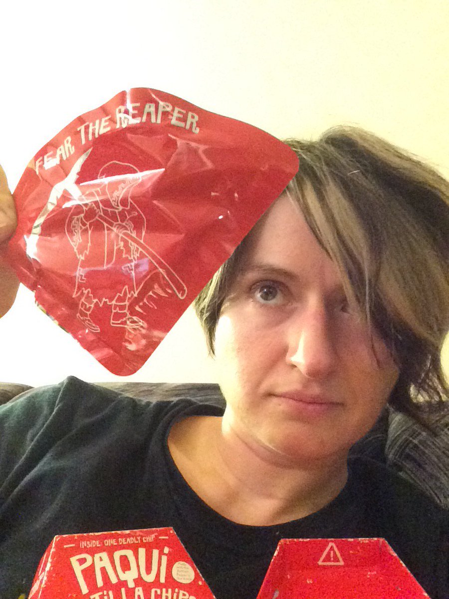 starhiku's tweet photo. @PaquiTortillas I took the #OneChipChallenge -it wasn't bad at all. Until after, when the Fire set in, and burned for an hour haha!  #sweeps https://t.co/zCfC2KkqjT