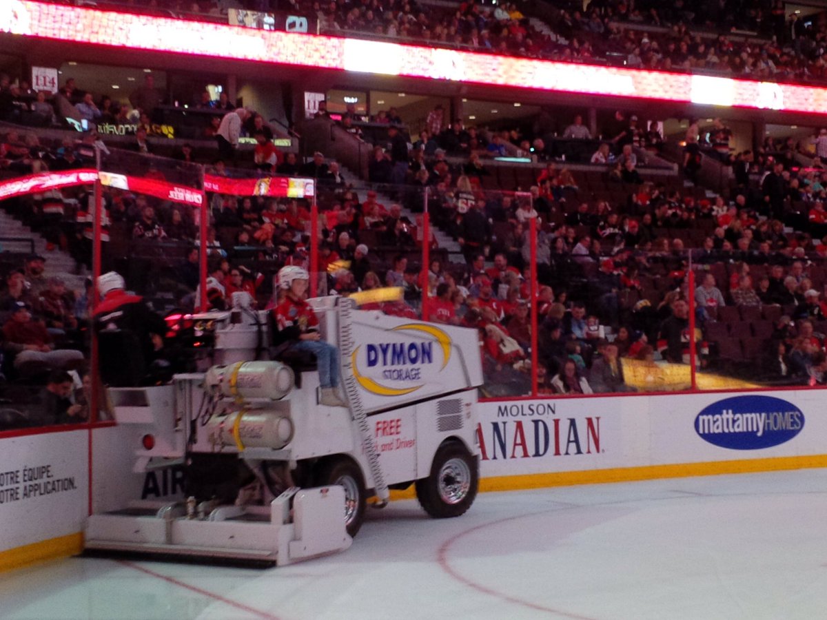 genevievebowlby's tweet photo. So my sister was the kid who gets to ride the Zamboni at the sens game tonight 😂😂 #gogabgo #gosensgo https://t.co/YJWK56y0EE