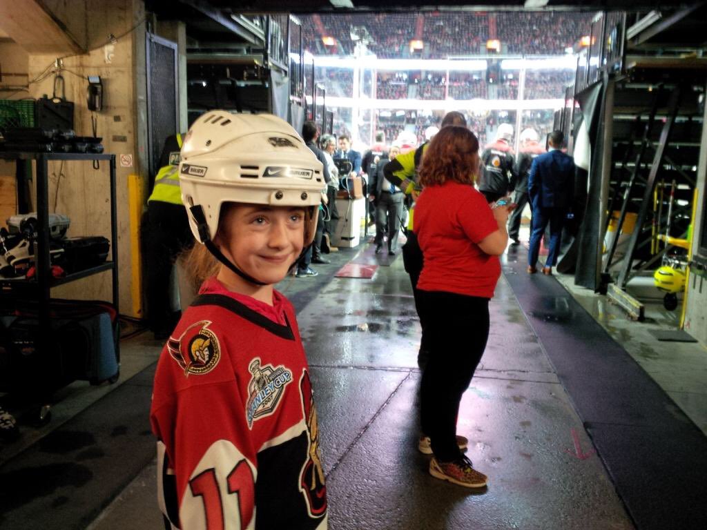 genevievebowlby's tweet photo. So my sister was the kid who gets to ride the Zamboni at the sens game tonight 😂😂 #gogabgo #gosensgo https://t.co/YJWK56y0EE