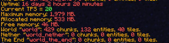 Azza007_'s tweet photo. @Minespan Woah, our survival server has a uptime of 16 days! And is still running at 20TPS. Better then out old host https://t.co/nkCjD0OnOX