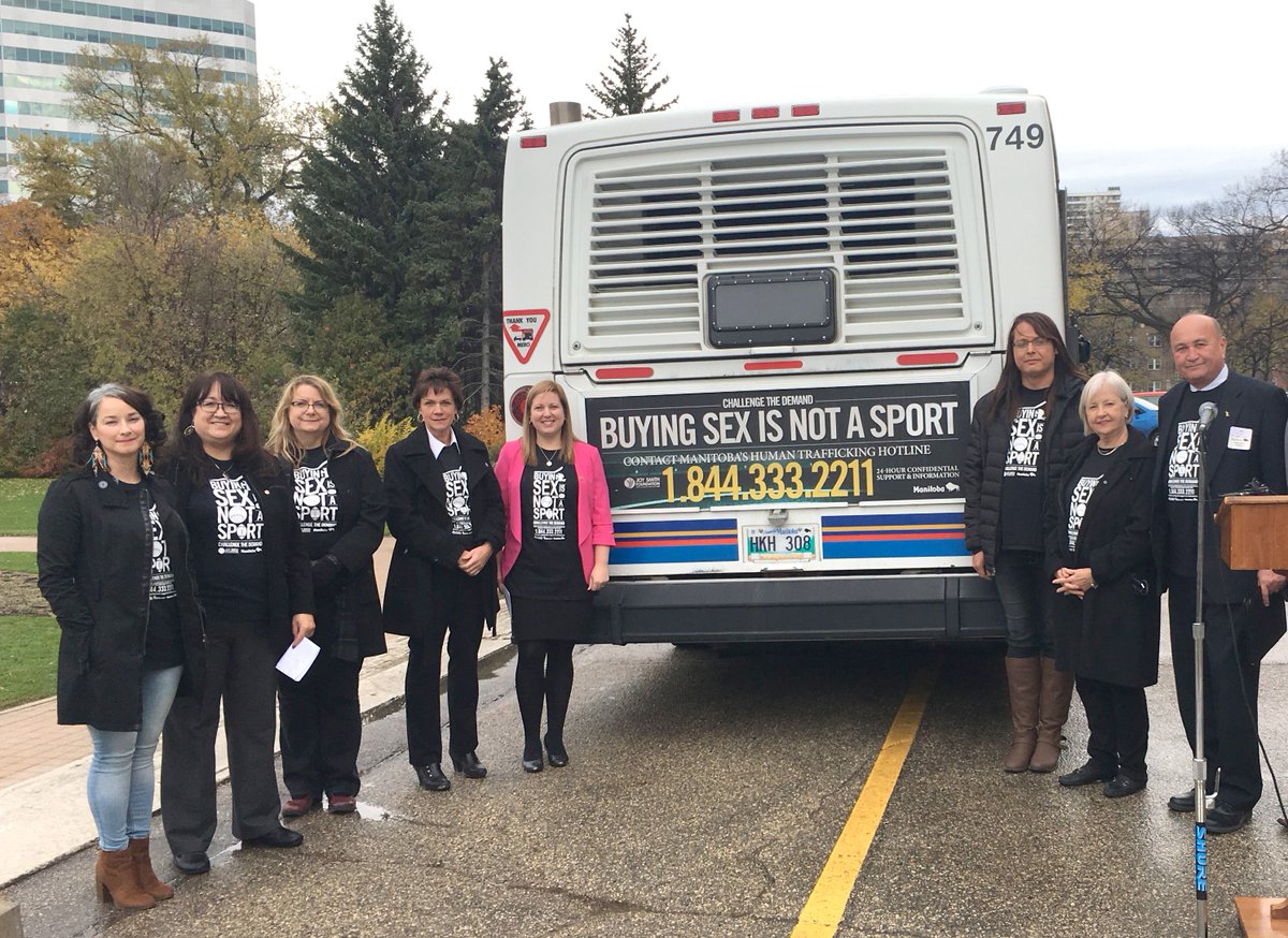 BSINASManitoba's tweet photo. @BSINASManitoba campaign launch speakers! #BuyingSexIsNotASport Manitoba Human Trafficking Hotline: 1-844-333-2211. https://t.co/qePORbtLWf