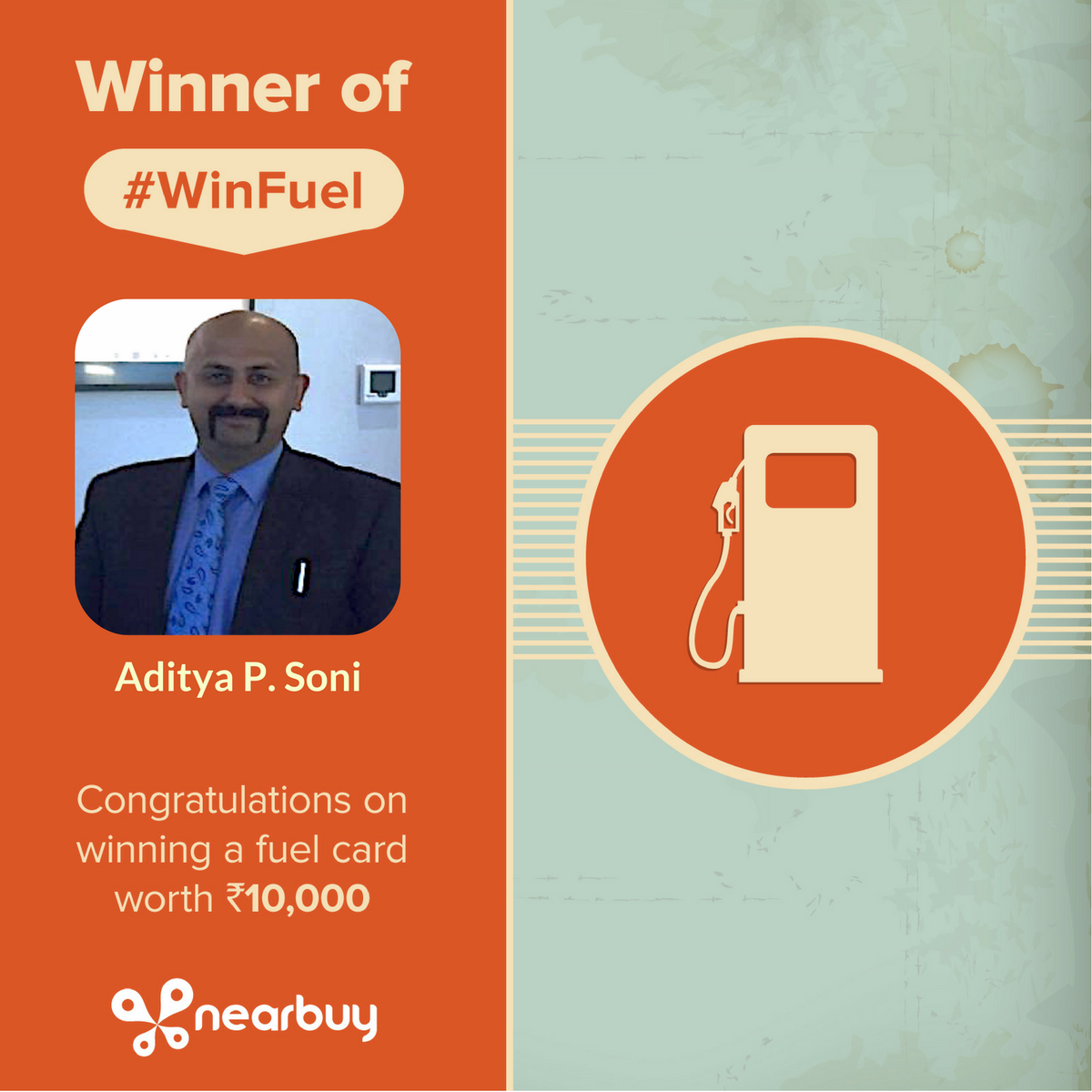 nearbuy's tweet image. Now, you have another reason to explore your city. Congrats Aditya Soni. Stay tuned for other winners. #WinFuel here nrb.uy/FreeFuelT1