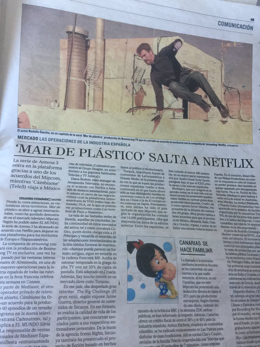 sestivill's tweet photo. Por fin las producciones españoles empiezan a consideranse ficción de calidad!!!! #ExportandoCalidad https://t.co/smpiixsFLA