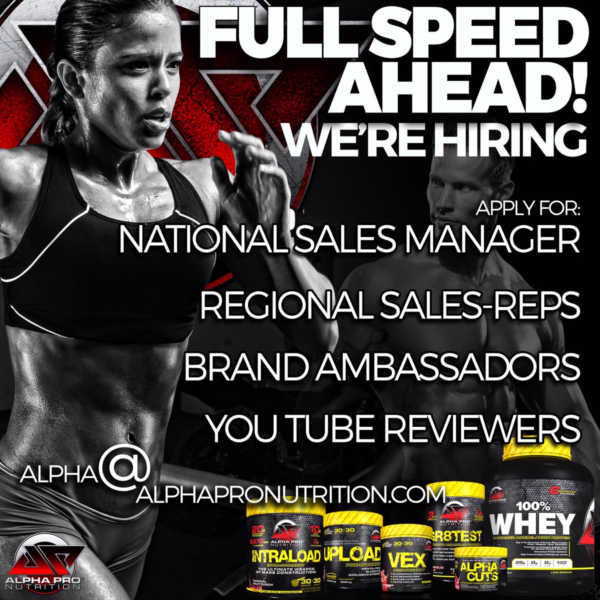 AlphaPro's tweet photo. Apply by email at alpha@alphapronutrition.com #upload #alphacuts #intraload https://t.co/K6Hu5JxcHG
