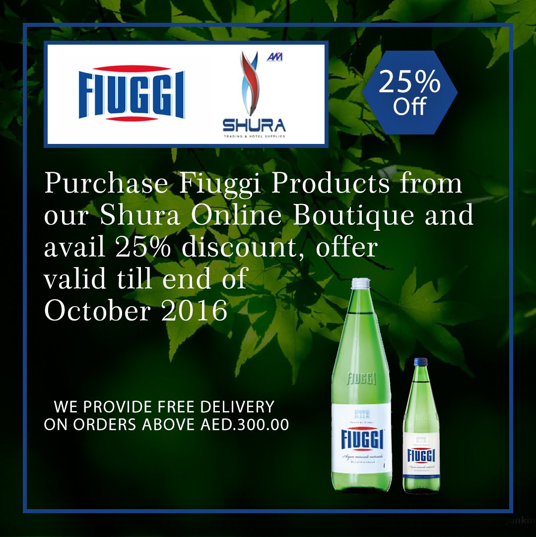 liwacafe's tweet photo. Purchase Fiuggi Products from our Shura Online Boutique and avail 25% discount, offer valid till end of October 2016. https://t.co/pABtJbYWUv