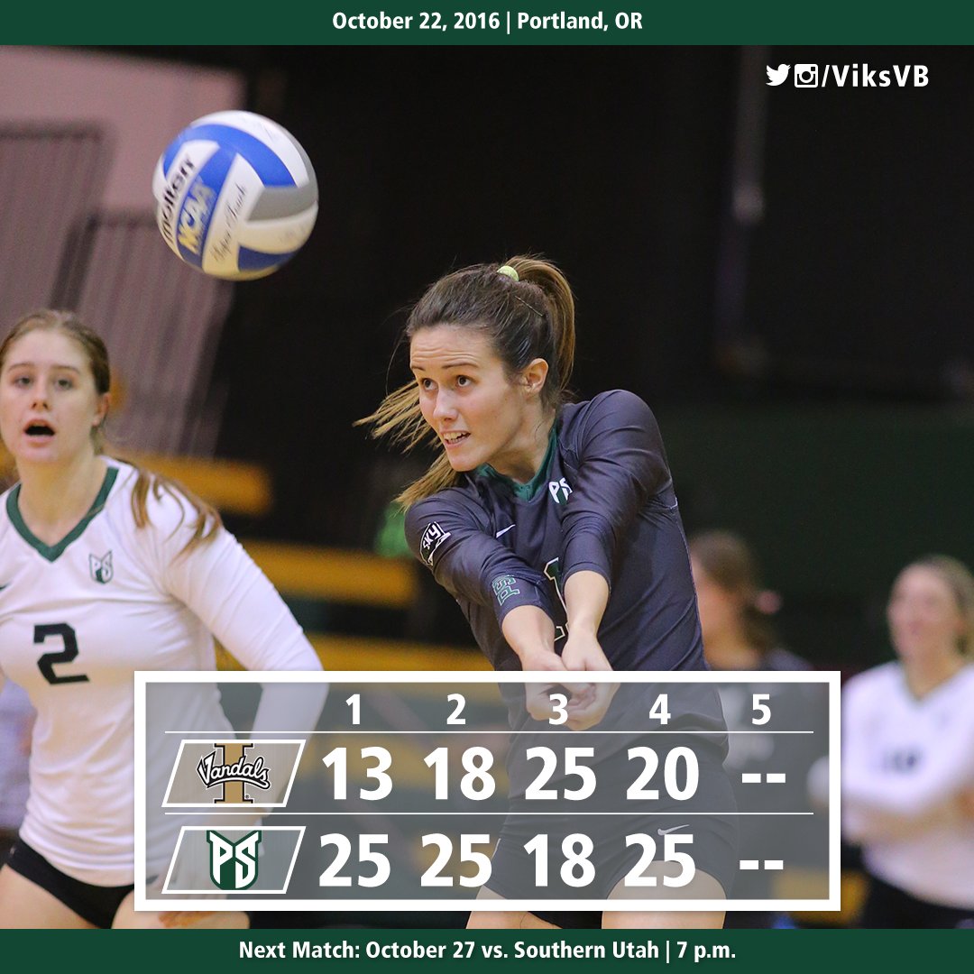 Vikings move into sixth place in #BigSkyVB with four-set win over Vandals. #GoViks #ProudViks