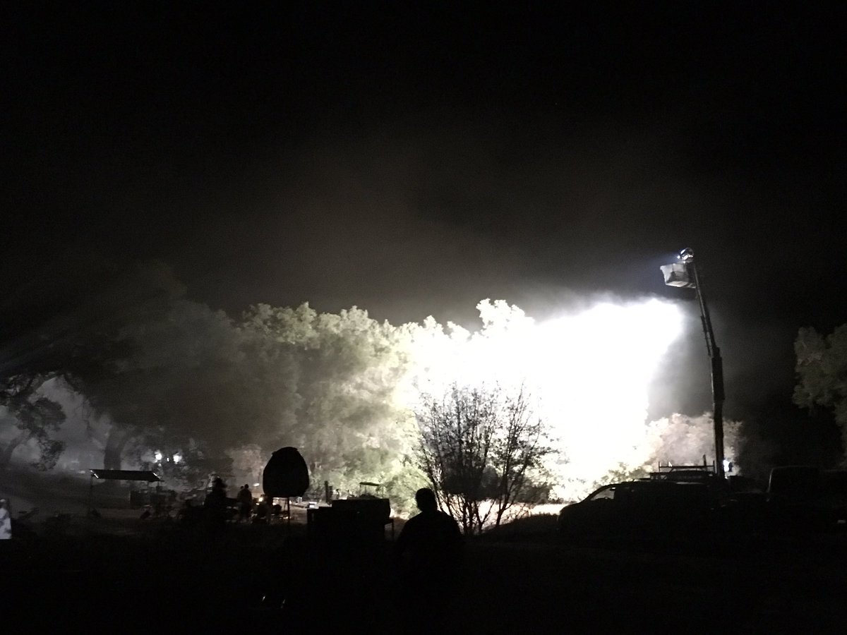 lindenashby's tweet photo. When we light the forest, we LIGHT THE FOREST! @MTVteenwolf night shoots. https://t.co/C9V3c78hiS