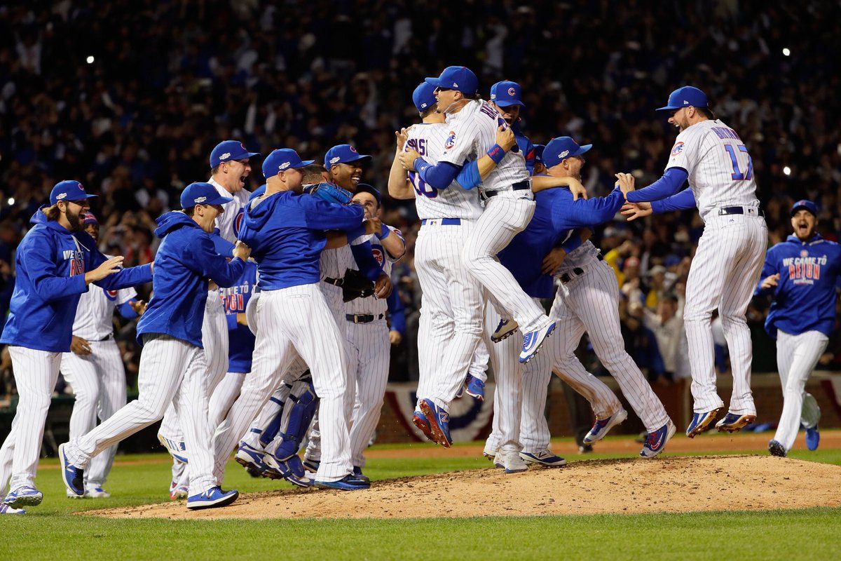KrisBryant_23's tweet photo. Chicago!! You all deserve this! Not done yet! World Series bound! https://t.co/c30PtVnePE