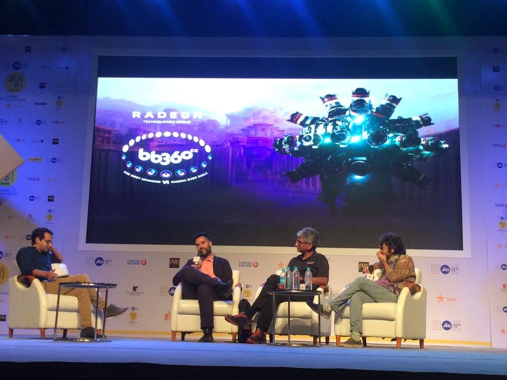 MumbaiFilmFest's tweet photo. #RajaKoduri @GFXChipTweeter tells us about the creation of Bbb360, a camera specially created for #BaahubaliVR at #MovieMela #VRatMAMI https://t.co/y9vhEWh08S