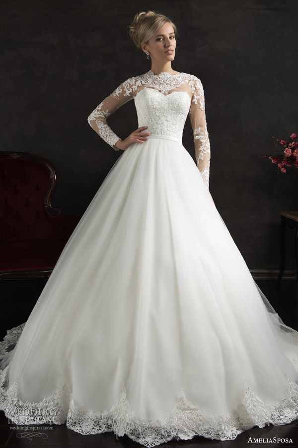 @ameliasposa 2015 dress #lacesleeves #ballgown perfect autumn wedding dress