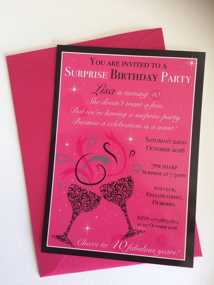 FJSgraphics's tweet photo. Surprise 40th birthday invitations 🎉 https://t.co/BCKyvlCYAf