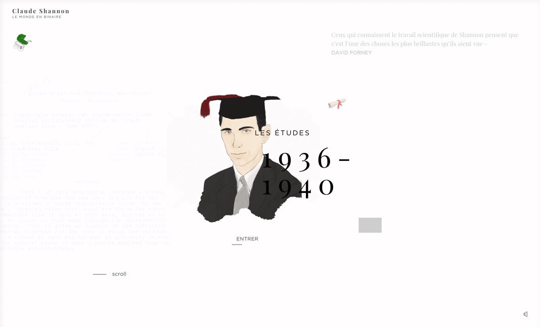 cssdesignawards's tweet photo. Website Of The Day is Centenaire de Claude Shannon 
https://t.co/s4q2XXDRGd 
by CNRS @cnrs HETIC students @hetic 
#webdesign https://t.co/yFK9CbQoML