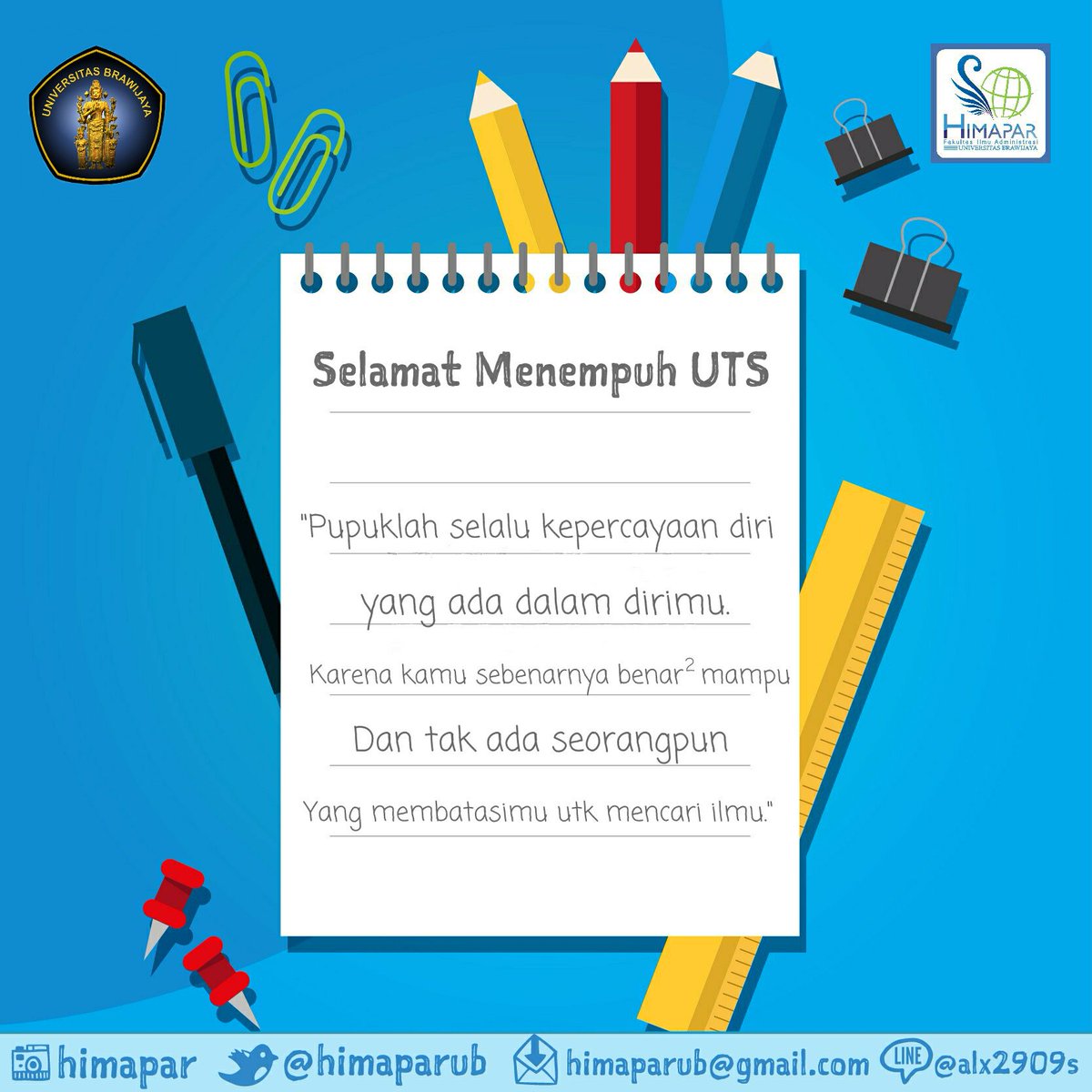 [ Pekan UTS ]
Halo Mahasiswa Pariwisata! Besok sudah waktunya kita fokus nih untuk menempuh Ujian Tengah Semester. Semangat ya!
