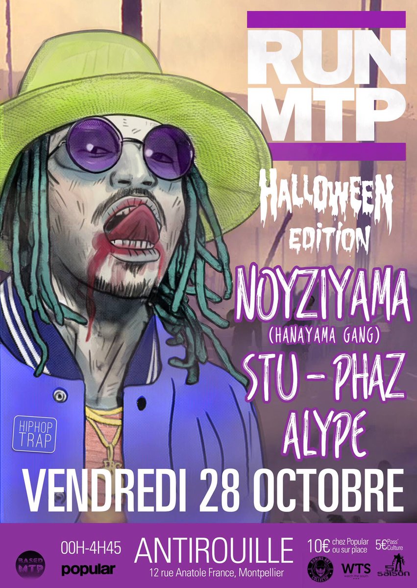 LeNouveauMtp's tweet photo. #RUNMTP de retour pour une #Halloween édition, vendredi prochain à l'@Antirouille_MTP #HipHop #Trap #Montpellier https://t.co/jn0kCmW9sp