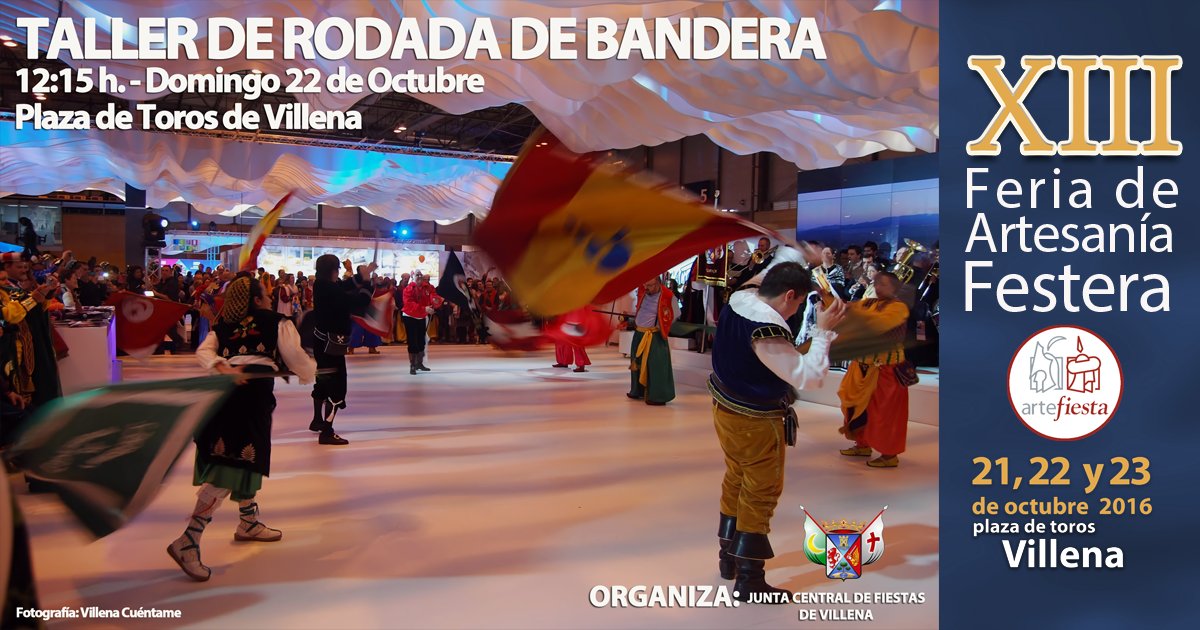 12:15 - Taller de Rodada de Banderas
bit.ly/ARTEFIESTA2016…
#Artefiesta16 #Villena #Morosycristianos
<a href="/MarcaVillena/">Marca Villena</a> <a href="/TurismoVillena/">Turismo Villena</a>