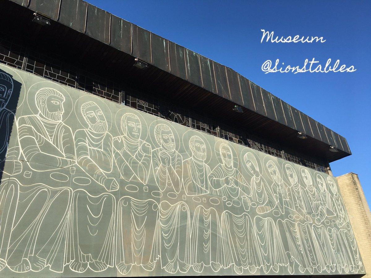 SionStables's tweet photo. A little religion on this Sunday morning. Oisin Kelly's Last Supper on St Theresa's, Sion Mills https://t.co/qpzglp5mdf