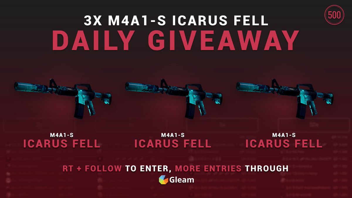 500Casino's tweet image. DAILY GIVEAWAY!

3x M4A1-S Icarus Fell!

Enter: goo.gl/uxw2Ty