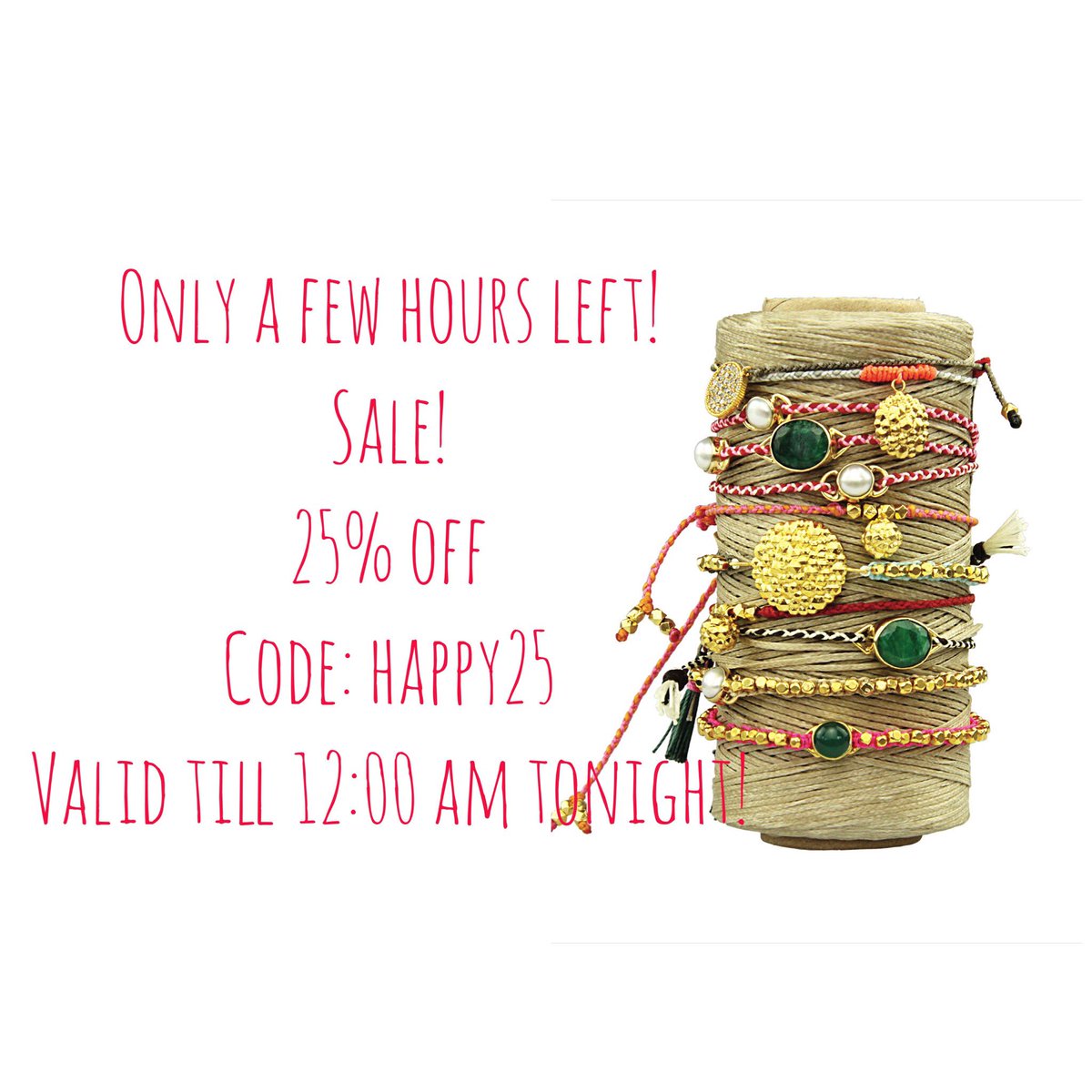 Only a few hours left!😳 enjoy the 25% off on your favorite jewellery piece! Code: happy25 

Saralashay.com