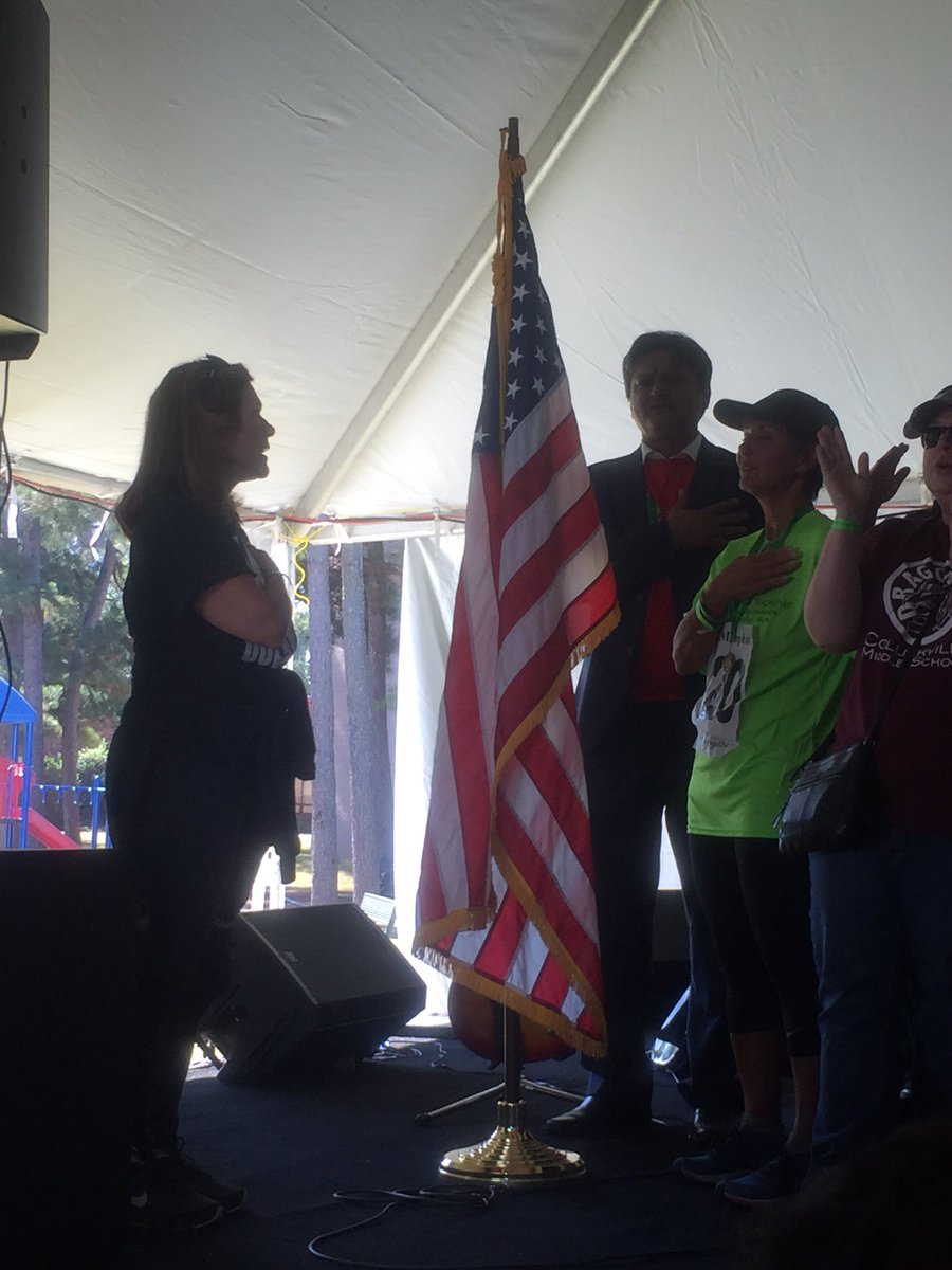 Superintendent Aitken was honored to lead the crowd in singing the national anthem today as part of the AKF 5K Run/Walk opening ceremony.