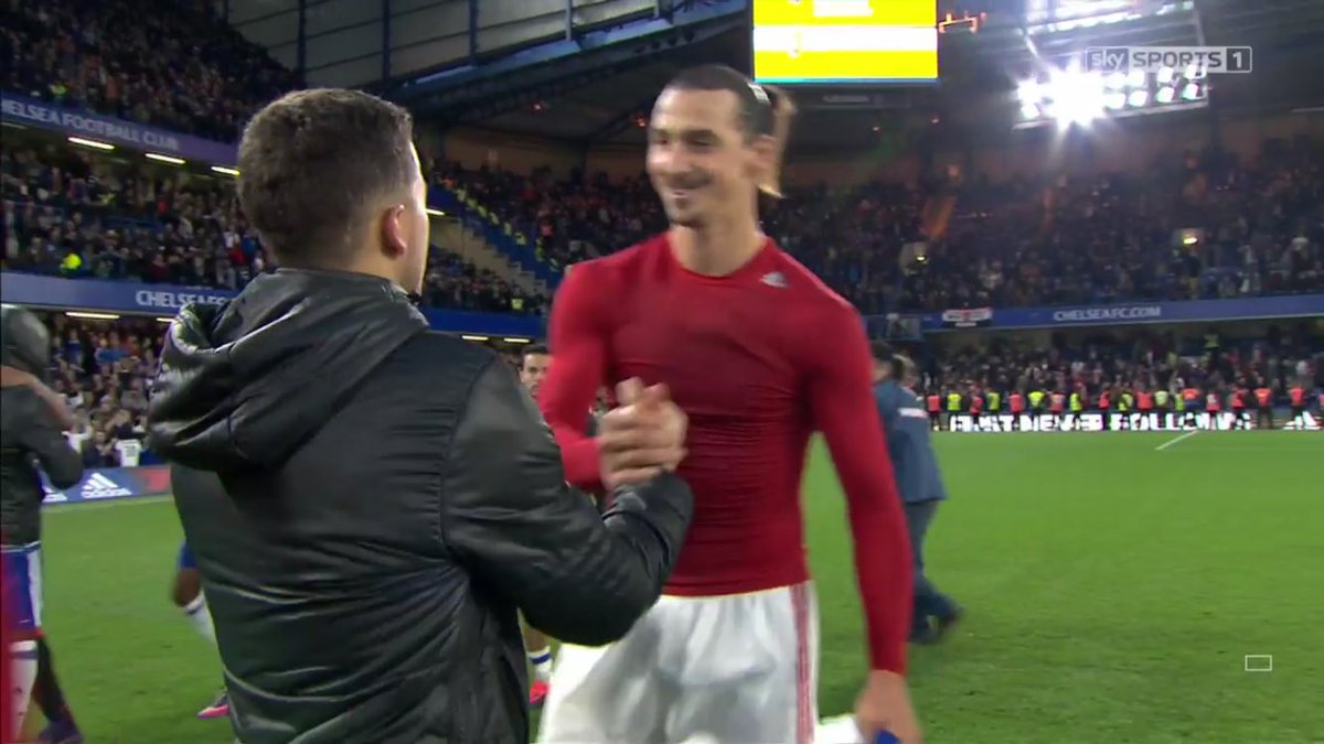 Ibrahimovic struggling to contain his sadness after his team were smashed 4-0 by Chelsea...