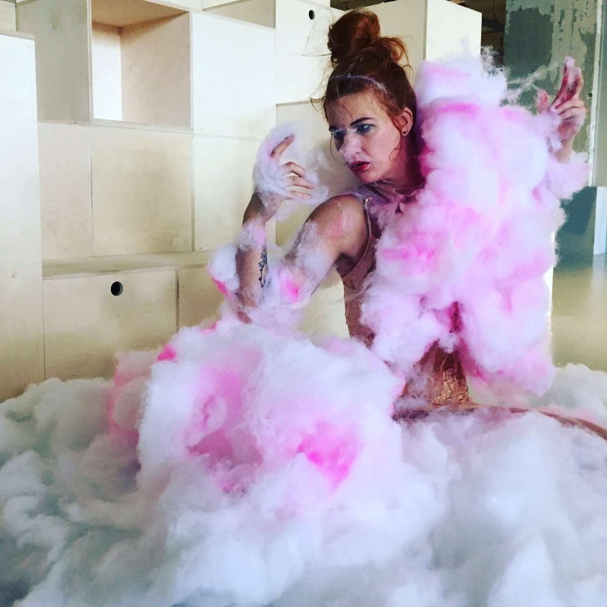 MUArtHouse's tweet photo. Do try this at home! @ImkeZeinstra performing For I am a Dinosaur Gazelle at For Play, Shaping Sexuality #DDW16 #muforplay https://t.co/KqZl3Q1IQi
