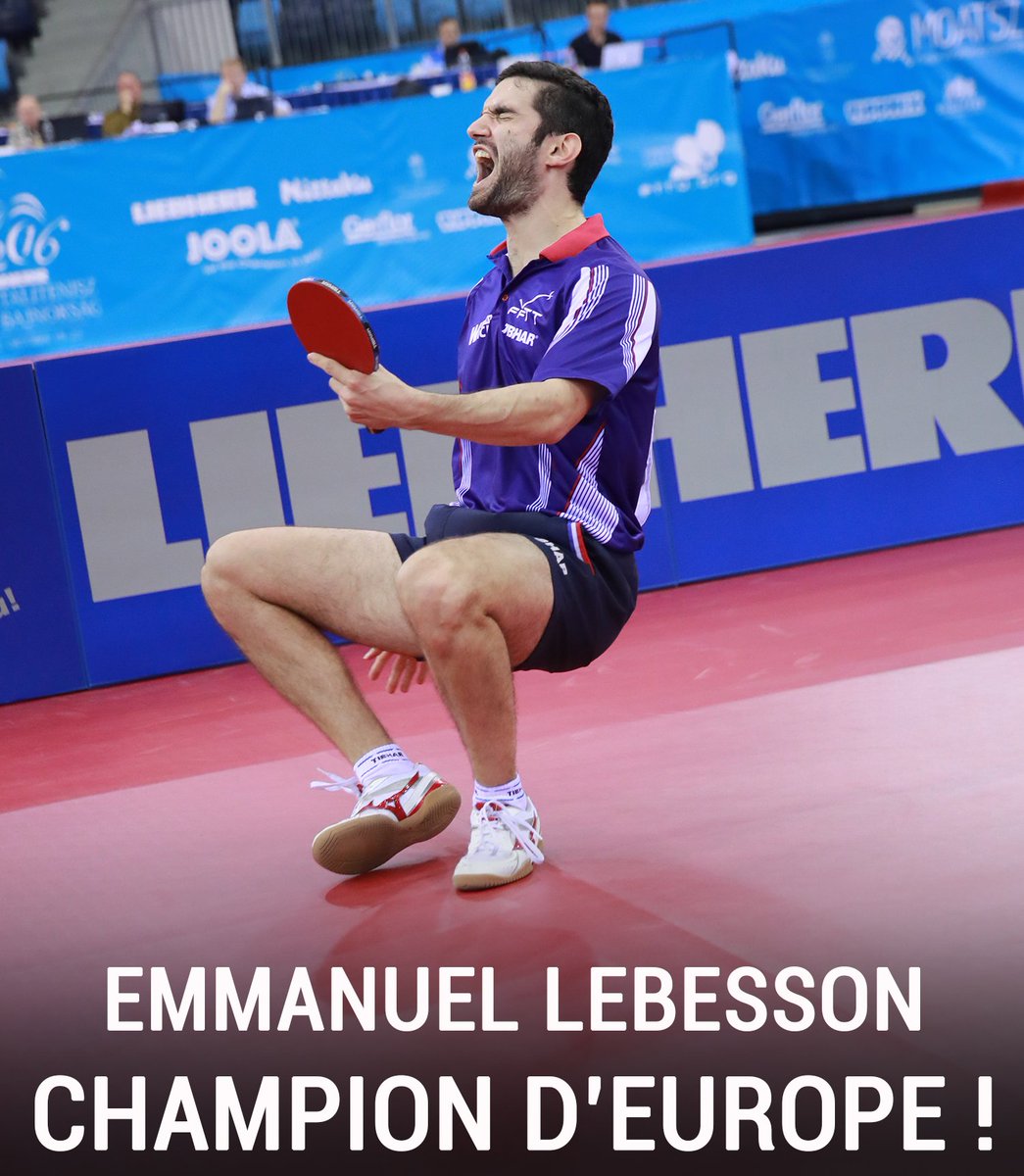 ffttofficiel's tweet photo. #ETTC2016 #TeamFrance
Emmanuel LEBESSON devient champion d'Europe 2016 en battant son ami @SimonGauzy 4/1 en finale ! https://t.co/3P93PNKzUO