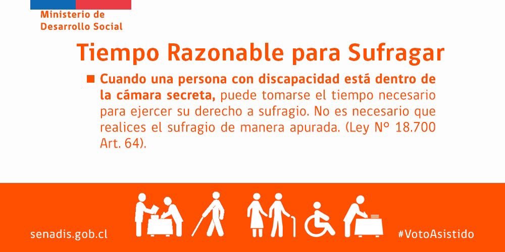 InjuvChile's tweet photo. Las personas con discapacidad también pueden ejercer su derecho a sufragio a través del #VotoAsistido #YoSíVoto 💪🏻🇨🇱 https://t.co/VUFbZxljxO