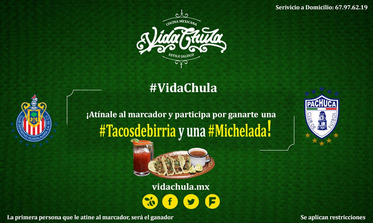 Ganate unos tacos de #Birria y una #Michelada atinandole al marcador entre el partido <a href="/Chivas/">CHIVAS</a>  vs <a href="/Tuzos/">Club de Futbol Pachuca</a>