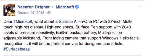 Naceron's tweet image. Hey @Microsoft, in case you&apos;ll launching (sure!) a new @surface PC next Wednesday, remember it was my idea 1 year ago 😎 #SurfacePC