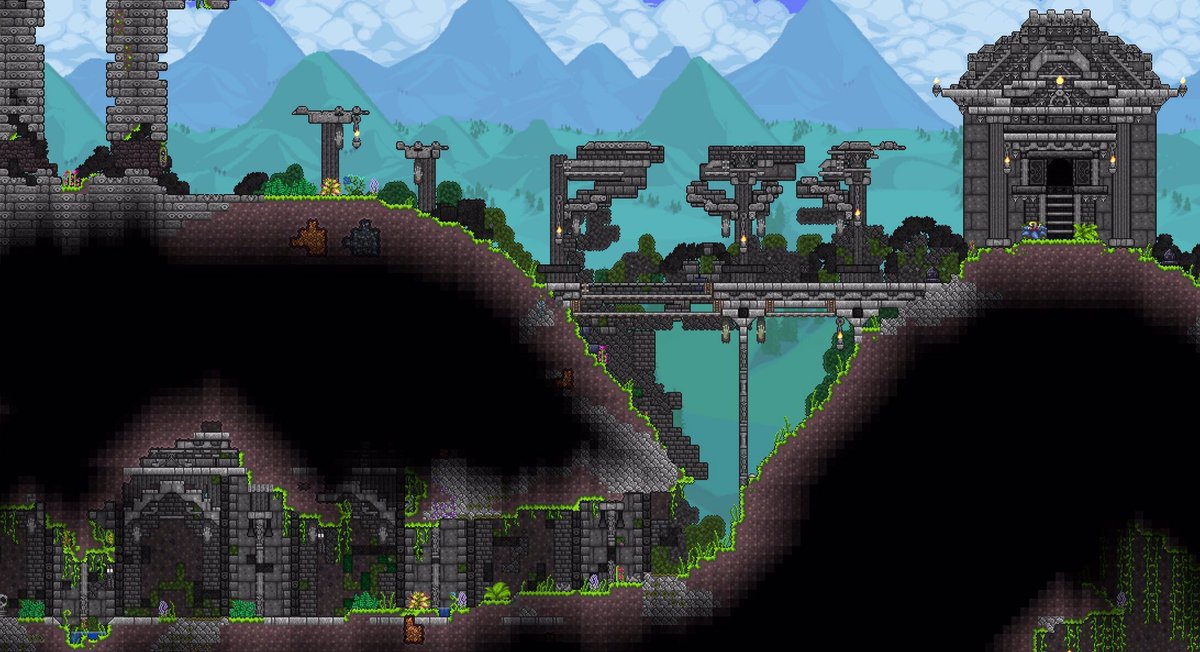 兎菱 Terraria Sur Twitter 今日のマルチ ジャングルに古代遺跡 作成中 とりあえず兎菱作成部のみ 新しい文明のアイデアを考えているので完成が楽しみ笑 Terraria テラリア