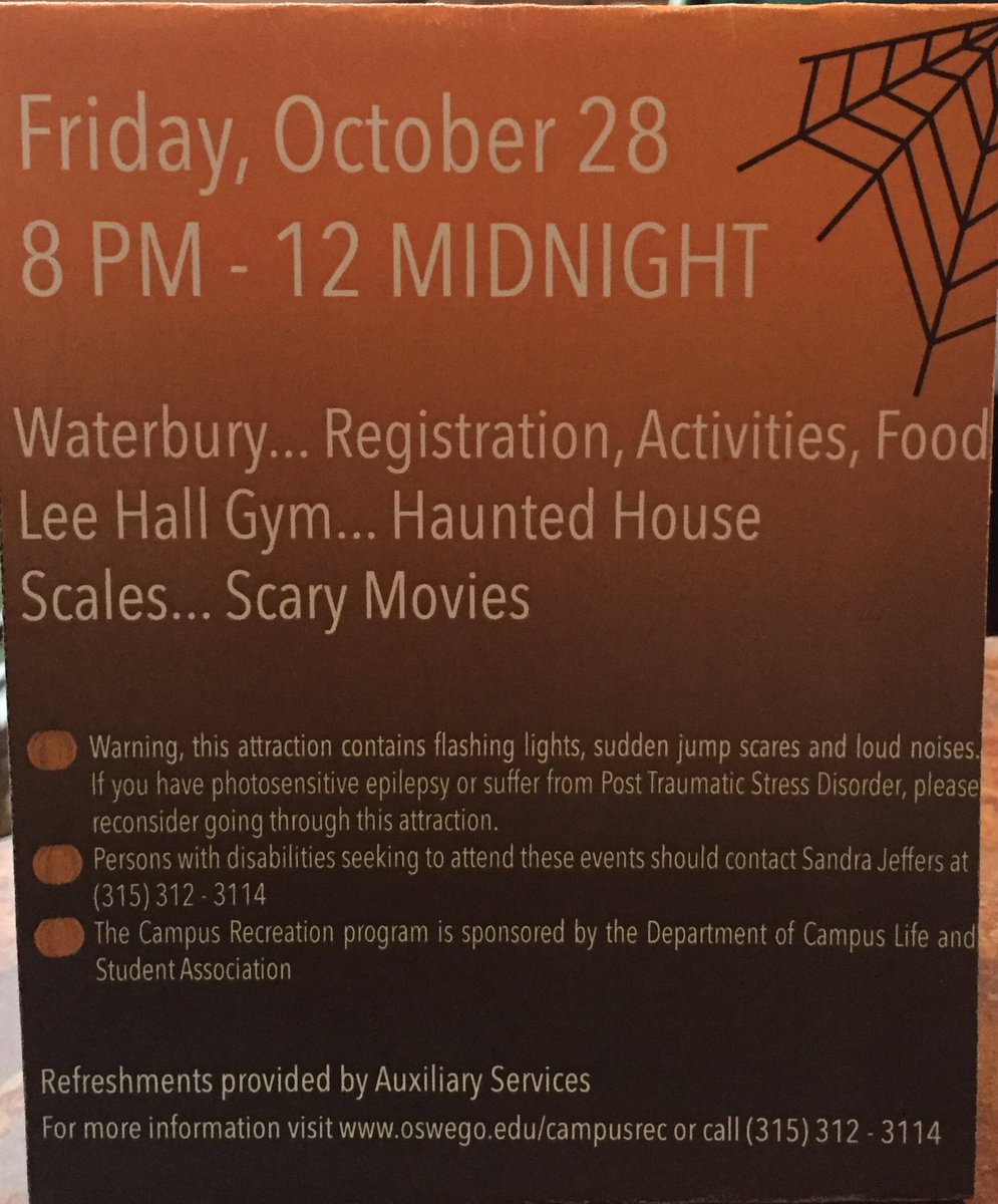 WaterburyHall's tweet photo. This Friday, come join Waterbury, @ScalesHall and Lee Hall for a horrifying haunted house, and an evening full of fun activities!!! https://t.co/c8SmwpWF4I