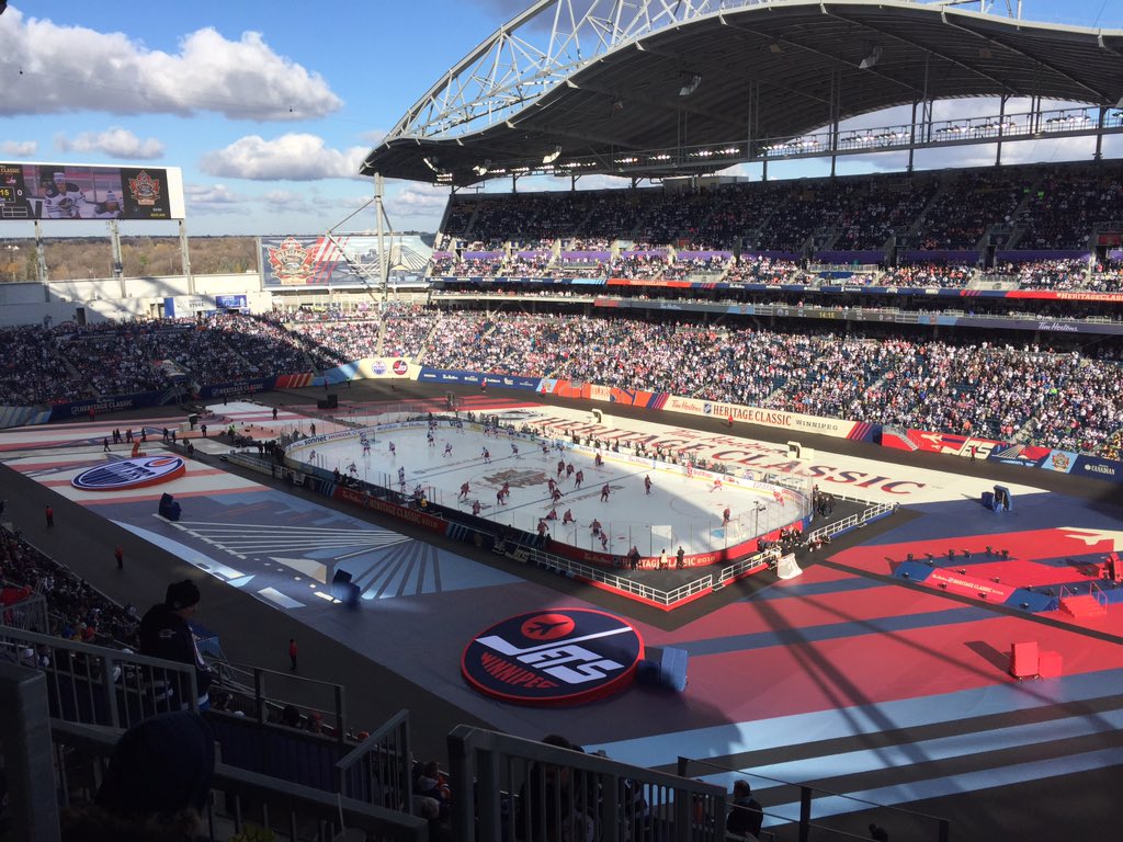 Jeffrey Huzel (@stretchwpg) on Twitter photo What a view! Great day for some outdoor hockey. #HeritageClassic #NHLJets What a view! Great day for some outdoor hockey. #HeritageClassic #NHLJets