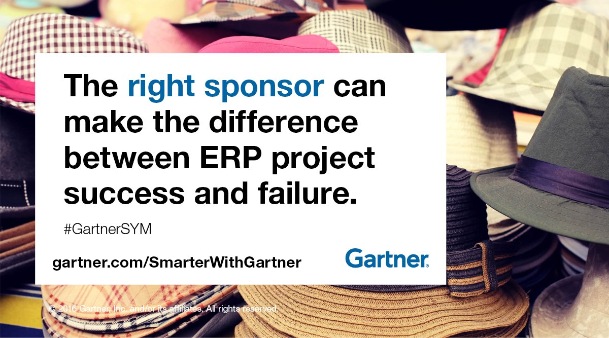 Gartner_inc's tweet photo. Gartner to #CIO’s: Don’t put on the #ERP project sponsor hat: https://t.co/Ws45HaQFva #GartnerSYM https://t.co/r6ekBctI4z