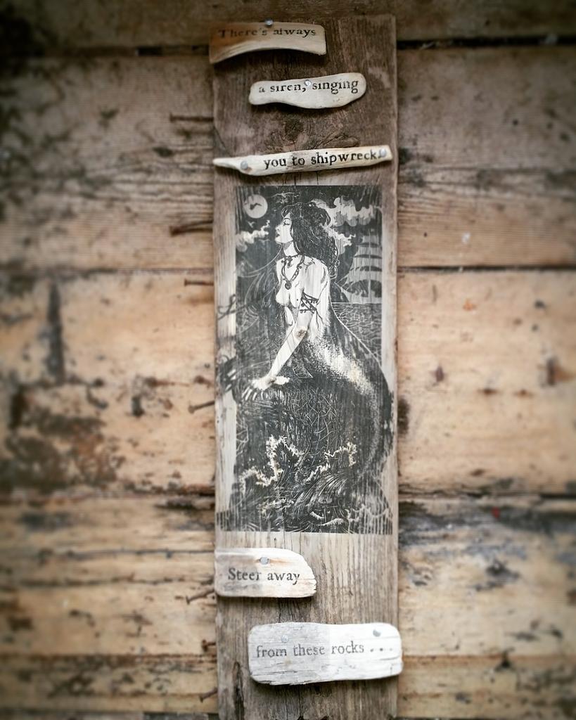 KimIllustrate's tweet photo. The final piece 'The Siren's Song' citrasolve print onto driftwood ready for the Time &amp; Tide Ecocreate exhibition https://t.co/XDdYUrEhHu
