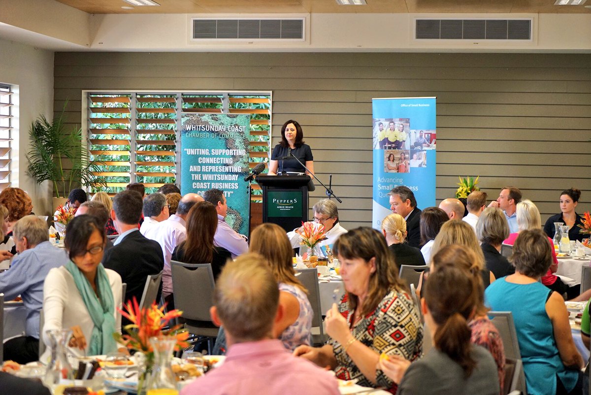 a_palaszczuk's tweet photo. Great to speak about exciting new tourism opportunities for Qld at the Advancing Small Business Breakfast in Airlie Beach this morning. https://t.co/EL48s8B8xh