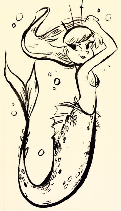 A mermaid for #inktober day 23! #inktober2016 
