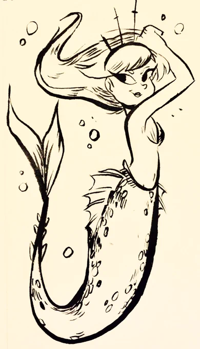 A mermaid for #inktober day 23! #inktober2016 