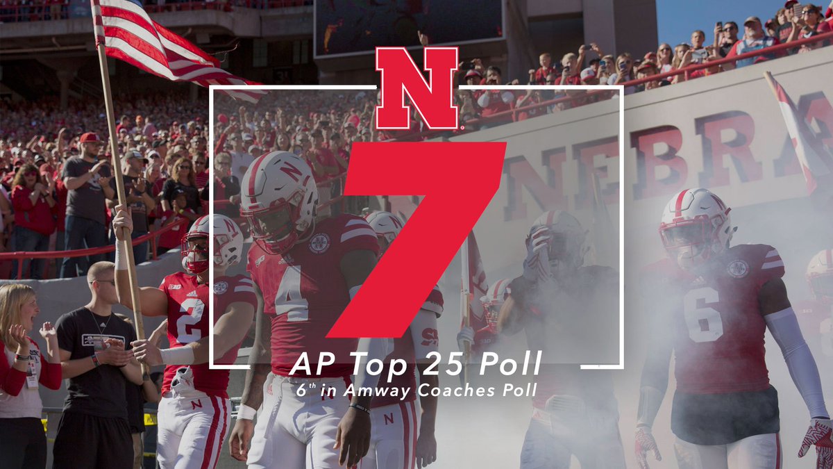 HuskerFootball's tweet photo. Stay hungry.

AP Poll - 7th
Coaches Poll - 6th

🌽✊ #GBR https://t.co/AyDpYejEcW