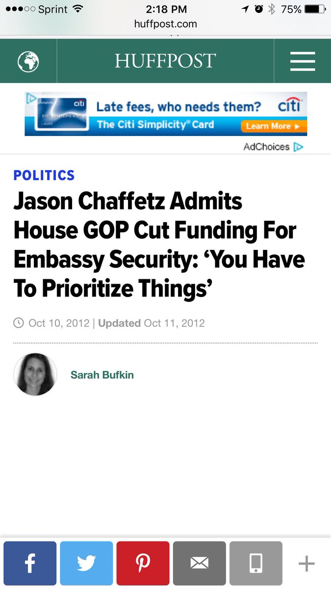 KimCamarato's tweet photo. The next time a trumpster mentions Benghazi while demeaning HRC as Sec. of State, point them to this article in the Huffpost. https://t.co/Y4afLeeS0x